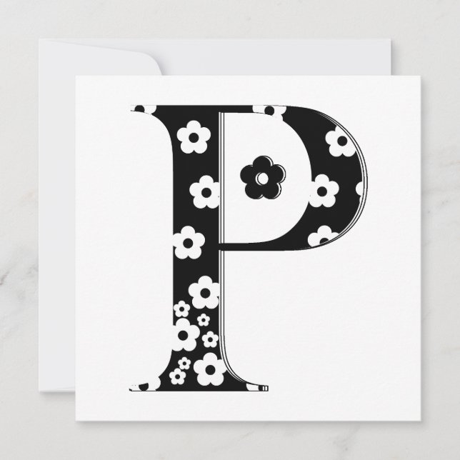 Carte LETTRE Motif Fleur P (Devant)
