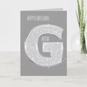 Carte LETTRE Parties scintillant EN ARGENT G