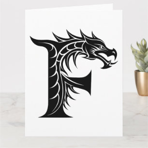 Carte LETTRE STYLE dragon F, Alphabet dragon, Monogramme