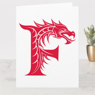 Carte LETTRE STYLE dragon F, Alphabet dragon, Monogramme