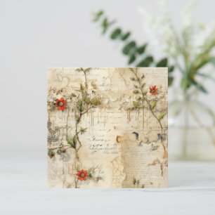 Carte Lettre vintage d'amour parchemin avec fleurs (6)