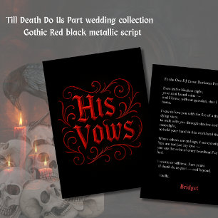 Carte Lettre Vow gothique rouge et Mariage noir - ses va