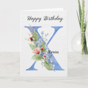 Carte Lettre X Anniversaire Nom Personnalisé Monogramme
