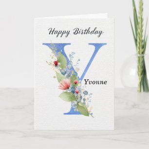 Carte Lettre Y Anniversaire Nom Personnalisé Monogramme