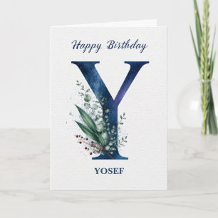 Carte Lettre Y Anniversaire pour lui Nom Personnalisé Bl