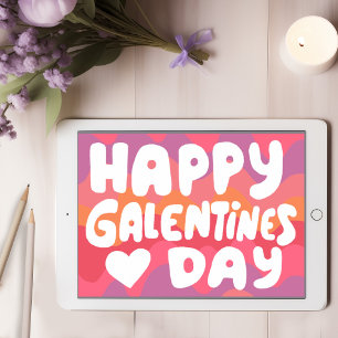Carte Lettres bulles de Galentine rose Retro numérique