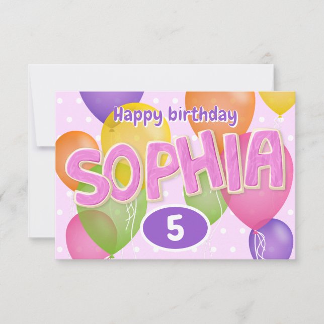 Carte lettres coupures roses cookies anniversaire Sophia (Devant)