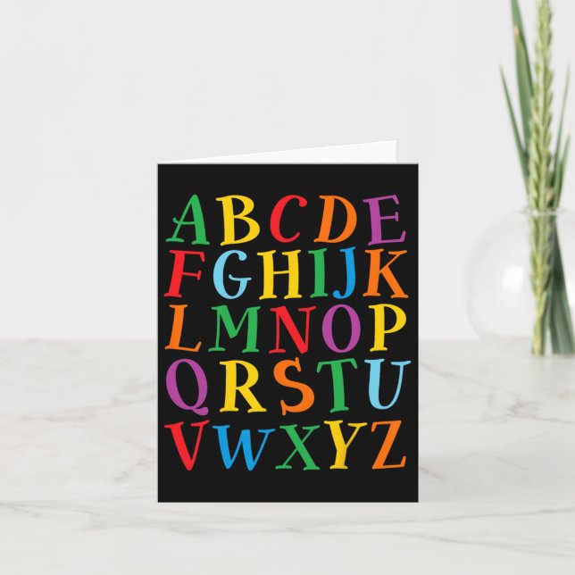 Carte Lettres de couleur drôles Alphabet Apprendre Abcs  (Devant)