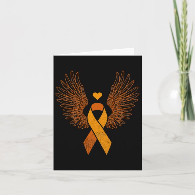 Carte Leucémie à ruban orange ailé Cancer du sang (Devant)