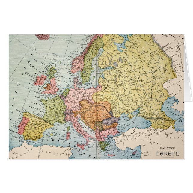 CARTE : L'EUROPE, 1885 (Devant horizontal)