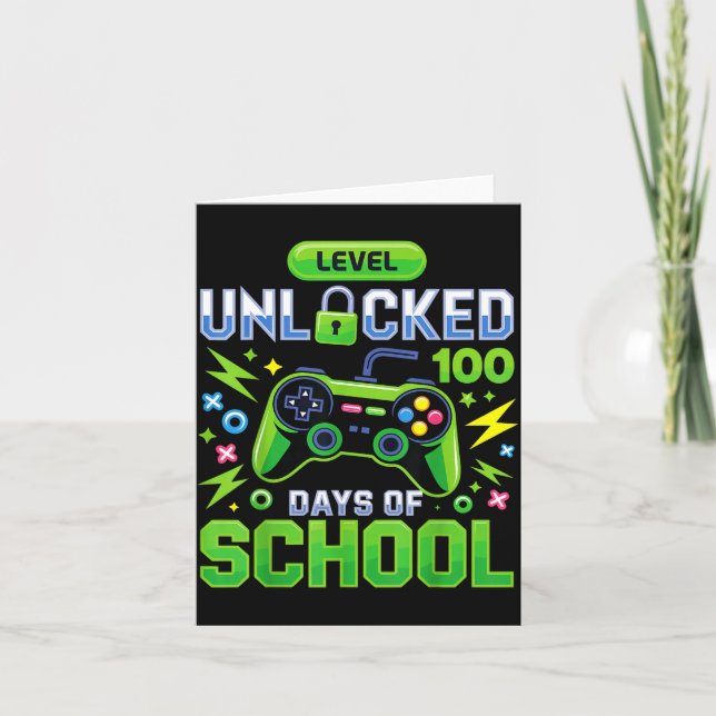 Carte Level 100 Days Of School Unlocked Funny Video Game (Devant)