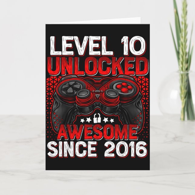 Carte Level 10 Unlocked 10 Year Old Boys 10th Birthday B (Devant)
