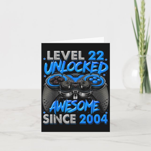 Carte Level 22 Unlocked Awesome Since 2004 22nd Birthday (Devant)