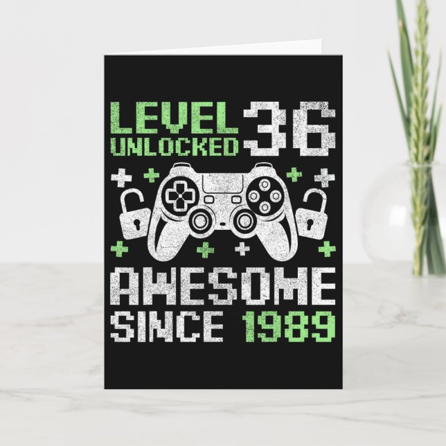 Carte Level 36 Unlocked Awesome Since 1989 Video Gamer 3 (Devant)