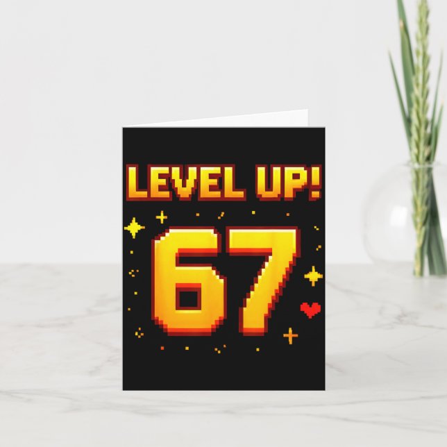 Carte Level Up 67 Funny Gaming 6 7 Meme Gen Alpha Slang  (Devant)