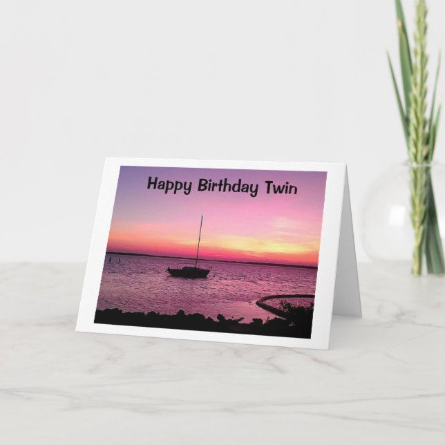 CARTE LEVER AU SOLEIL ANNIVERSAIRE SOUHAITE À MON JUMEAU (Devant)