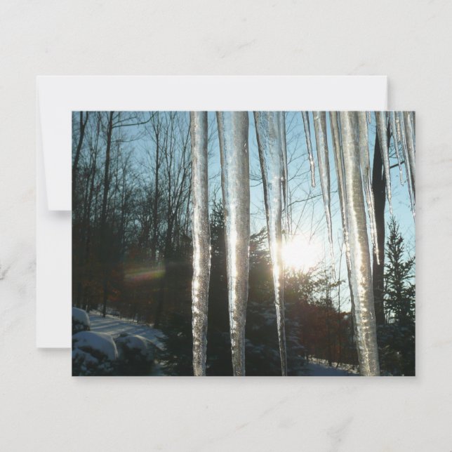 Carte Lever du soleil à travers Icicles hiver Photograph (Devant)