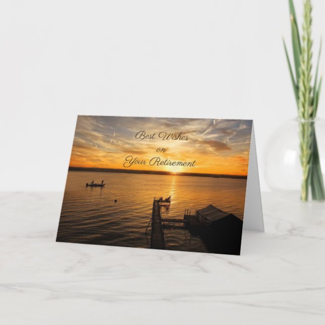 Carte Lever du soleil sur le lac, Retraite Félicitations (Devant)