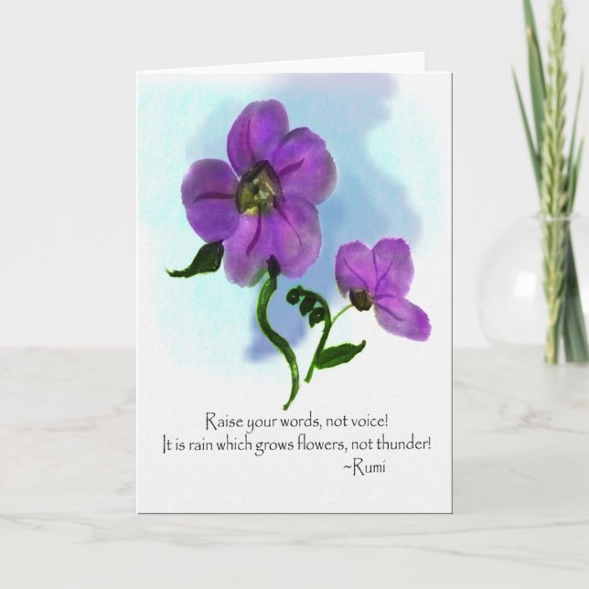 Carte Levez vos mots Rumi Aquarelle Salutation (Devant)