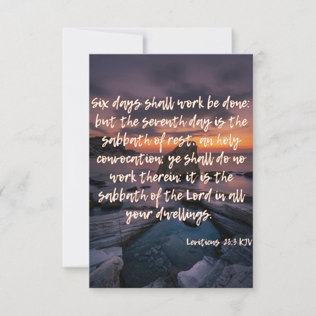 Carte Leviticus 23:3 KJV Bible Verse Pic Flat Salutation (Devant)