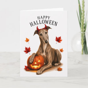 Carte Lévrier Halloween Diable Chien