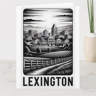 Carte Lexington Kentucky Skyline Noir Blanc Gravure sur
