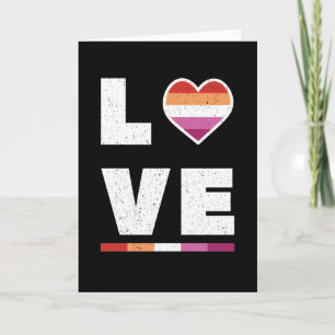 Carte LGBTQ Lesbian Pride Drapeau Distressed Grunge Love