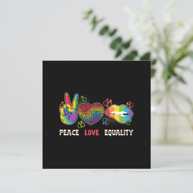 Carte LGBTQ - Paix, Amour, Égalité - Couleurs Arc-en-cie (Debout devant)