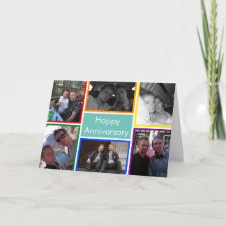Carte LGBTQ Plus Happy Anniversary Rainbow Photo Collage