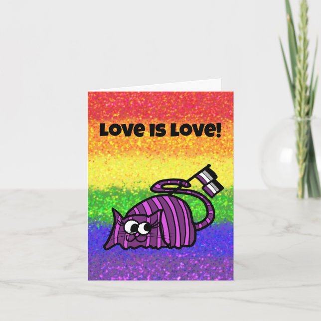 Carte LGBTQIA L'amour est amour Drapeau Acéxuel avec Cha (Devant)