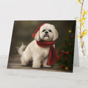 Carte Lhasa Apso Chien dans Noël de neige