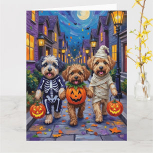 Carte Lhasa Apso faisant Trick-or-Treat dans des costume