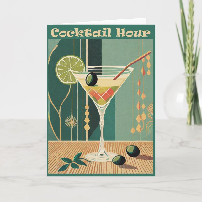 Carte L'Heure Du Cocktail Martini Moderne Du Milieu Du S (Devant)