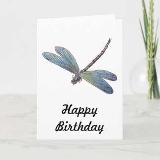 Carte Libellule bleue vintage