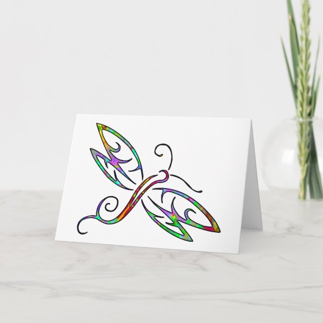 Carte libellule colorée (Devant)