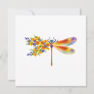 Carte libellule de fleurs jaunes
