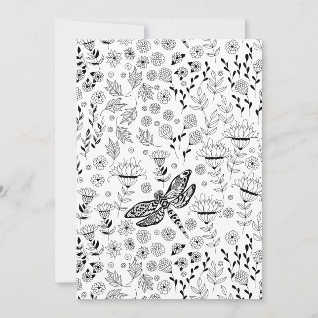Carte Libellule et fleurs (Devant)