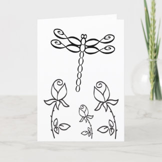 Carte Libellule Infinity avec Roses "Joyeux Anniversaire