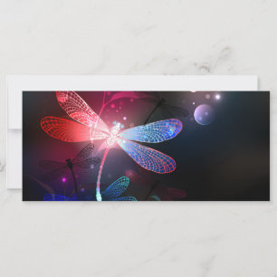 Carte libellule rouge brillante