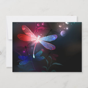 Carte libellule rouge brillante