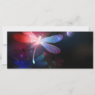 Carte libellule rouge brillante