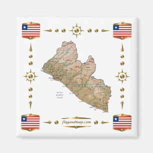 Carte Liberia + Magnet des drapeaux