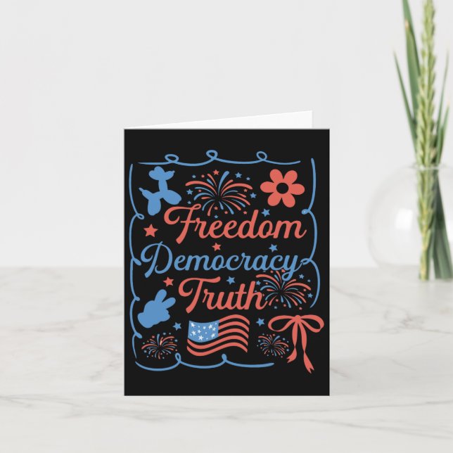 Carte Liberté Démocratie Vérité Coquette Bow Anti-trump  (Devant)