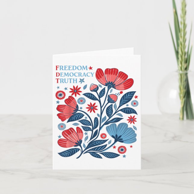 Carte Liberté subtile Démocratie Vérité Boho Floral 4e D (Devant)