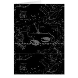 Carte Libra Constellation Hevelius 1690 sur Black