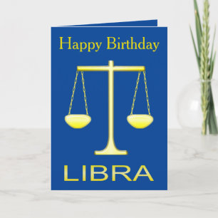 Carte Libra Golden Scales Star Sign Custom Anniversaire