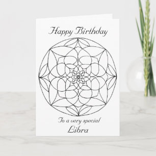 Carte Libra Mandala: Color your own Birthday Card
