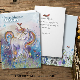 Carte Licorne Aquarelle Croire En Magie Bon Rétablisseme