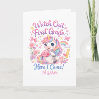 Carte Licorne Aquarelle Kawaii Photo de Rentrée Scolaire