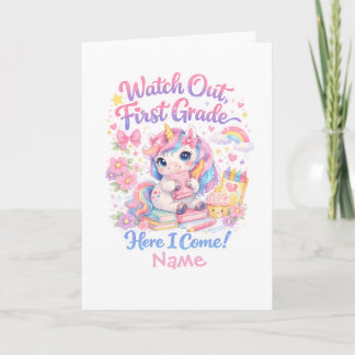Carte Licorne Aquarelle Kawaii Photo Retour à l'École
